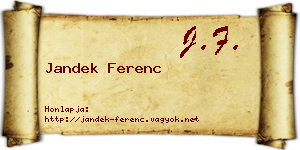 Jandek Ferenc névjegykártya
